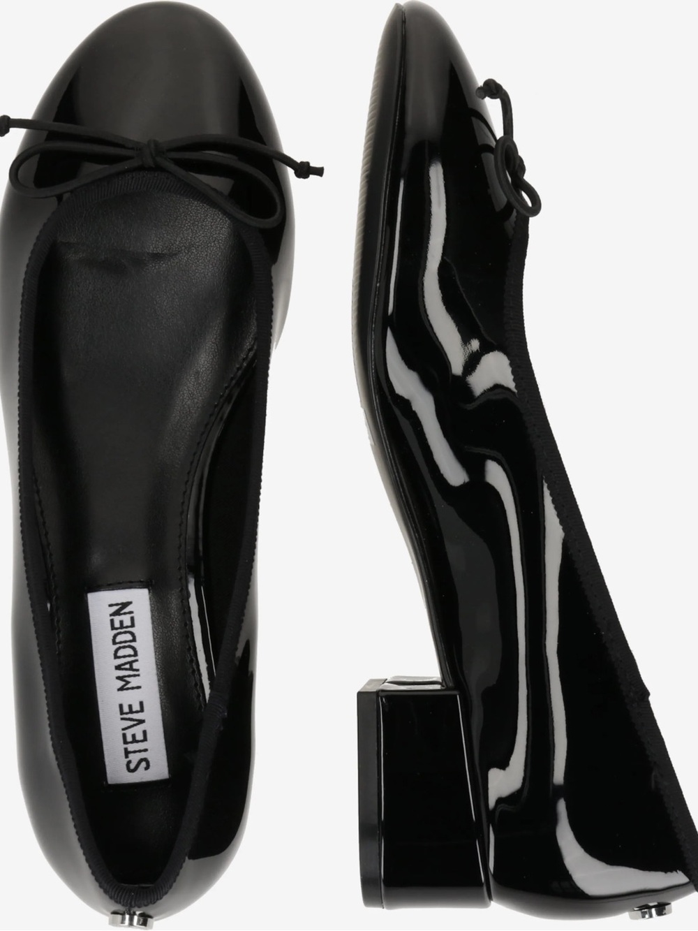 Steve Madden Black Patent Ballet Flats with Low Block Heel